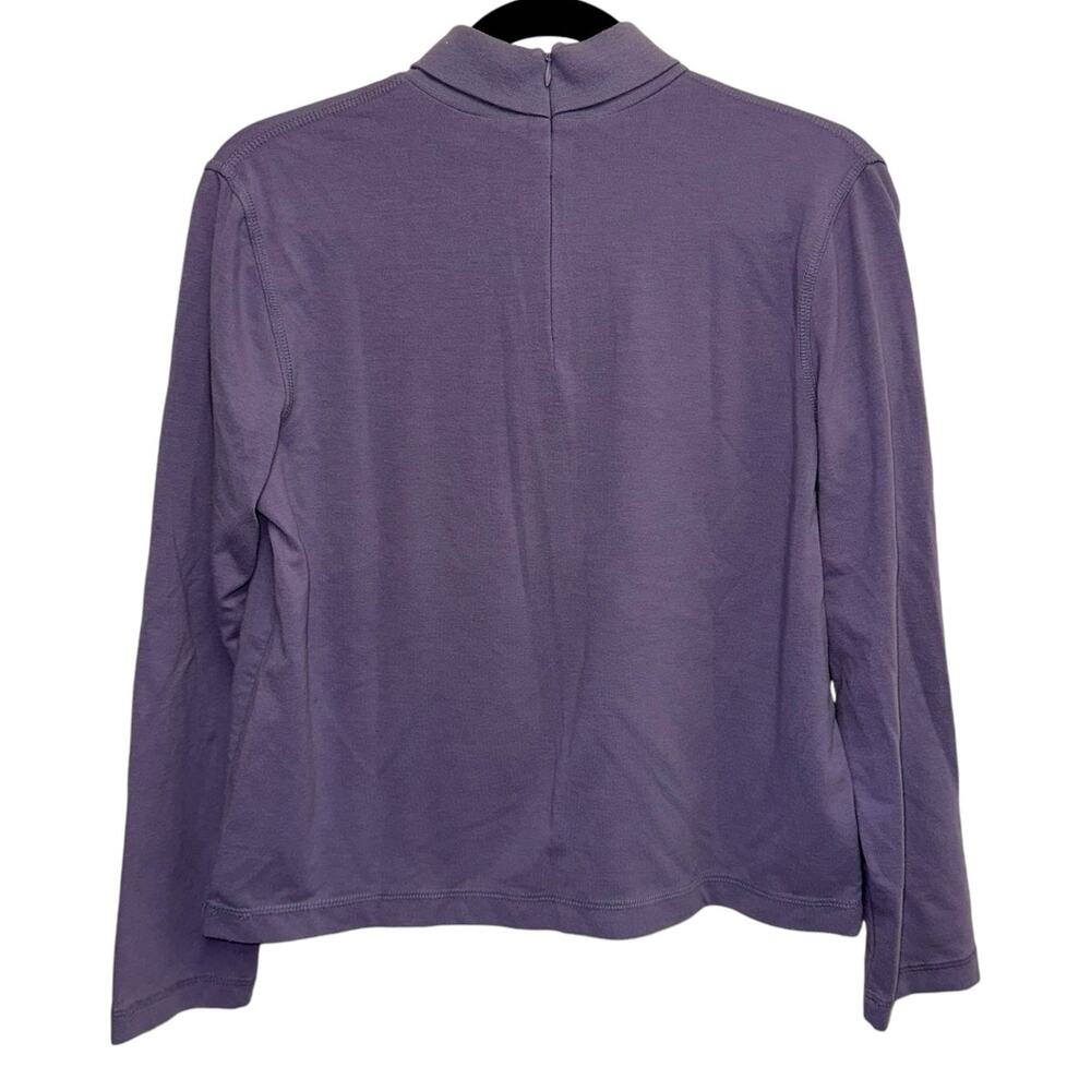Koret Petites Lavender Embroidered Mock Neck Top Women's Medium - Picture 3 of 6